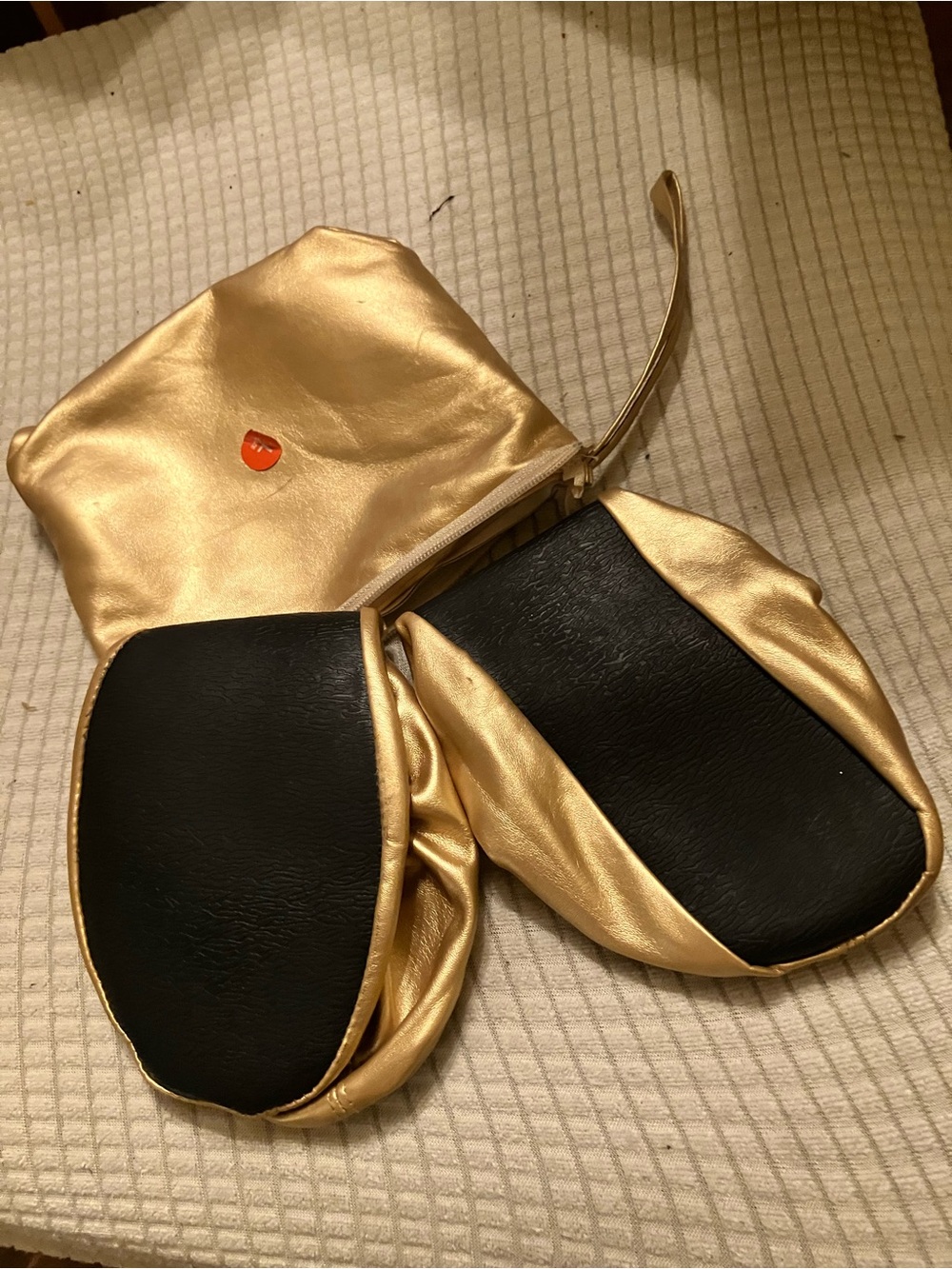 Foldable Ballet Flats with Pouch Gold Sz L